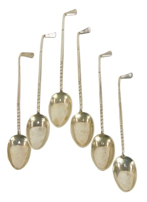 Lot 102 - A set of six George V silver coffee spoons,...