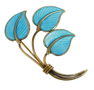 Lot 210 - A Norwegian silver and enamel brooch, of three...