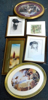 Lot 2227 - A gilt framed oval print, another gilt framed...