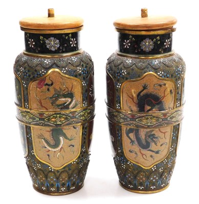 Lot 12 - A pair of Meiji period Japanese cloisonne...