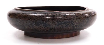 Lot 36 - A Chinese black ground cloisonne bowl,...