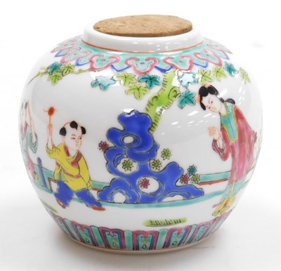 Lot 35 - A 20thC Chinese famille rose ginger jar, with...