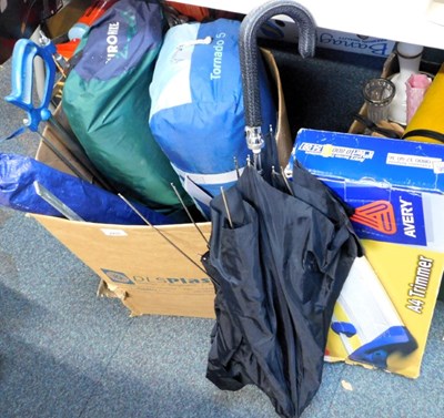 Lot 2255 - Camping equipment, including tent, umbrella,...