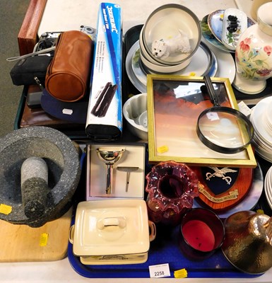 Lot 2258 - A chopping board, ceramics including butter...