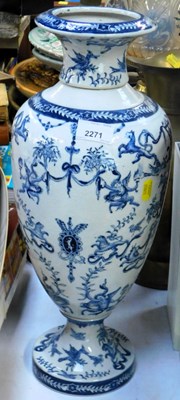 Lot 2271 - A large blue and white stoneware vase,...