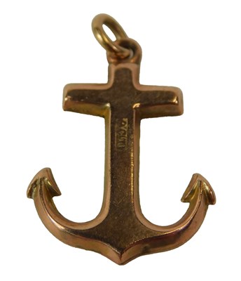 Lot 242 - An anchor pendant, foliate decorated, rose...
