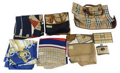 Lot 617 - A group of Burberrys silk scarves, together...