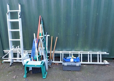 Lot 1106 - A set of aluminium step ladders, a similar...