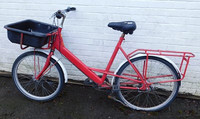 Lot 1107 - A postman's style bicycle, with basket to...