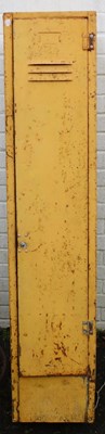 Lot 1108 - A yellow painted metal school locker, 142cm...