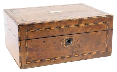 Lot 627 - A 19thC walnut and crossbanded workbox, the...