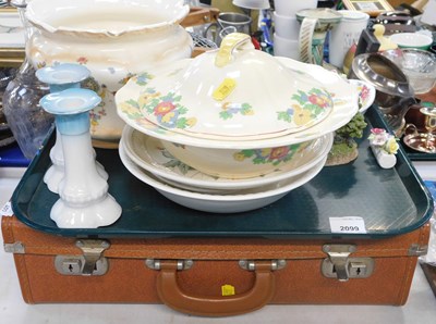 Lot 2099 - A tan travel case, various ceramics, books,...
