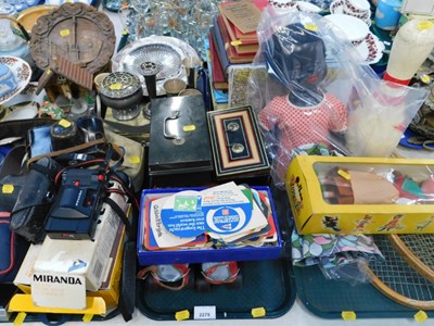 Lot 2279 - Cameras, cash tins, silver plated wares, treen,...
