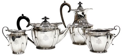 Lot 3 - An Edward VII four piece silver tea set, with...