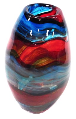 Lot 22 - A Mdina glass vase, of ovoid form, with blue...