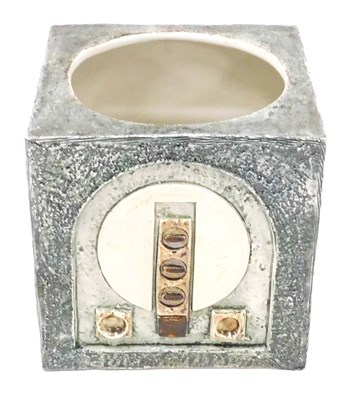 Lot 9 - A Troika pottery cube vase, with geometric...