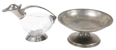 Lot 52 - A cut glass and pewter taverna duck decanter,...