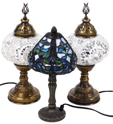 Lot 40 - A pair of Turkish lacquered brass and mirrored...
