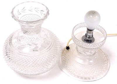 Lot 20 - A Galway crystal table lamp with a vase shaped...