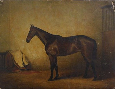 Lot 95 - 19thC British School. Brown horse in stable,...