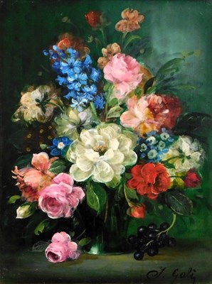 Lot 98 - J. Gali (20thC). Floral still life, oil on...
