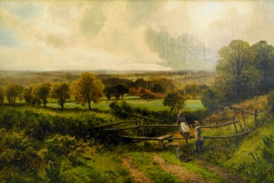 Lot 108 - James Peel (1811-1906). Rolling landscape with...