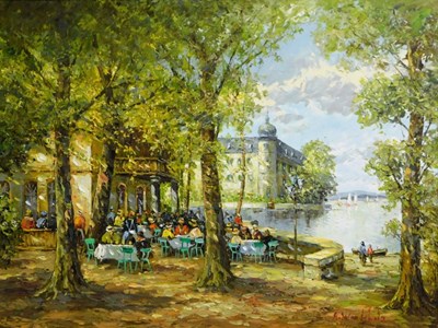 Lot 126 - A Walhatz? (20thC). Restaurant by the river,...