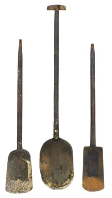 Lot 83 - Three vintage wooden bread peels.