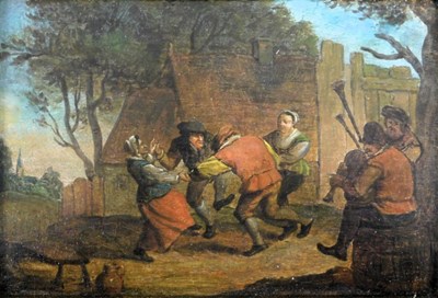 Lot 143 - Dutch School. Musicians and dancers, oil on...