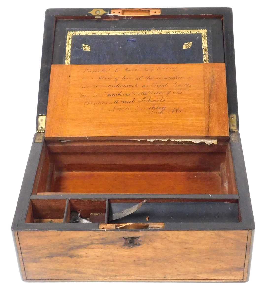 Lot 88 - A Victorian rosewood writing slope, brass...