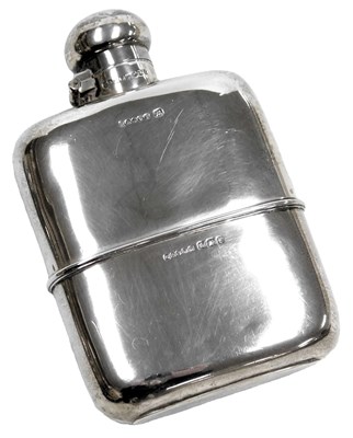 Lot 108 - A Victorian silver hip flask, of plain form,...