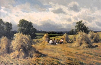 Lot 163 - Arthur William Redgate. Hay making, oil,...
