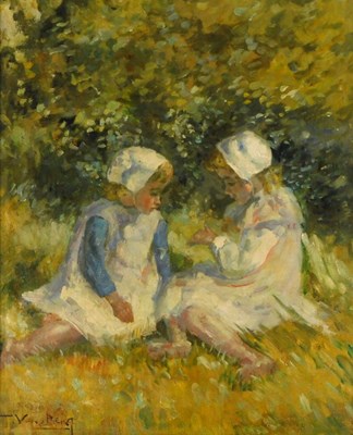 Lot 173 - T. Von Berg (20thC). Sisters, oil on canvas,...