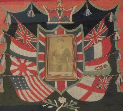 Lot 182 - Early 20thC. Sailor - H.M.S Pembroke, woolwork,...