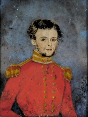 Lot 190 - 19thC portrait miniature. Military gentleman -...