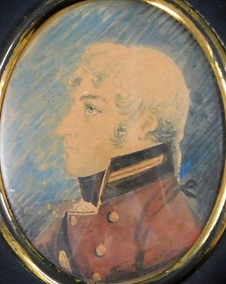 Lot 195 - 19thC portrait miniature. Miltary gentleman,...