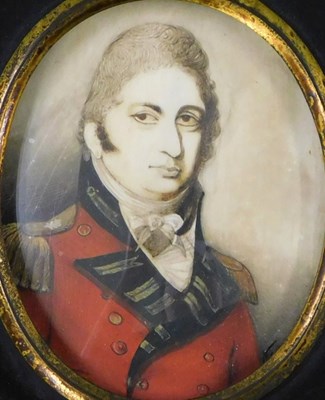 Lot 196 - 19thC portrait miniature. Military gentleman,...