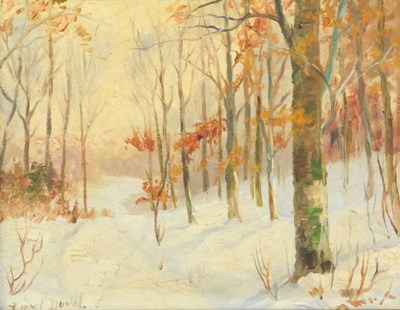 Lot 203 - Lionel Duval (19thC/20thC). Winter woodland...