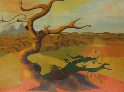 Lot 222 - 20thC School. Abstract landscape, oil on board,...