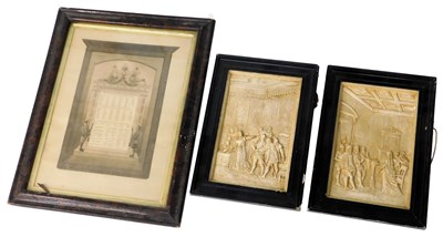 Lot 255 - A pair of 20thC composition plaques. Queen...