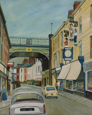 Lot 261 - H. Farrimond. Street scene, oil on board,...