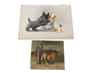 Lot 279 - 20thC School. Two terriers, watercolour,...