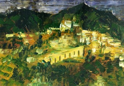 Lot 281 - George Douglas (20thC). Abstract landscape,...