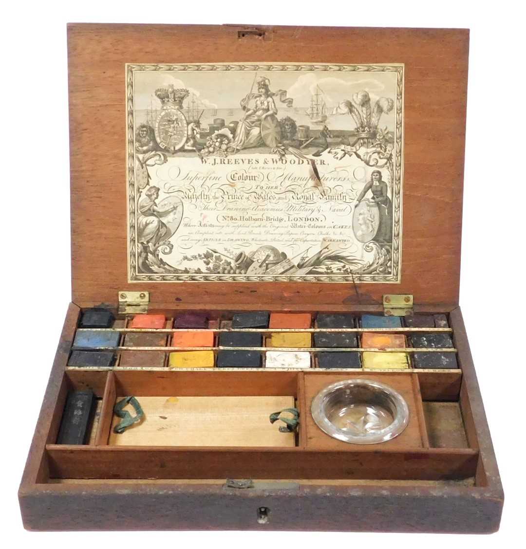 Lot 18 - A 19thC artist's paint box, by W J Reeves &...