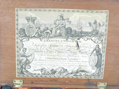 Lot 18 - A 19thC artist's paint box, by W J Reeves &...