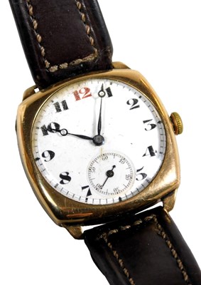 Lot 202 - A mid century gentleman's 9ct gold cased...