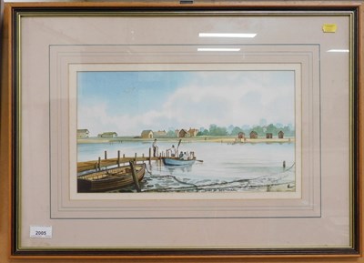 Lot 2005 - D Bryant (20thC School). Ferry at Southwold,...