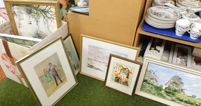 Lot 2015 - A group of pictures, prints, etc., to include...