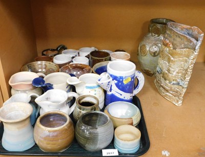 Lot 2017 - A group of studio pottery, to include jugs,...