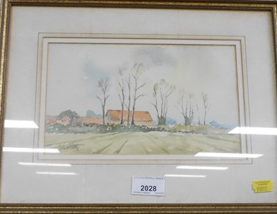 Lot 2028 - John R Pattley. Study of a field with a house...